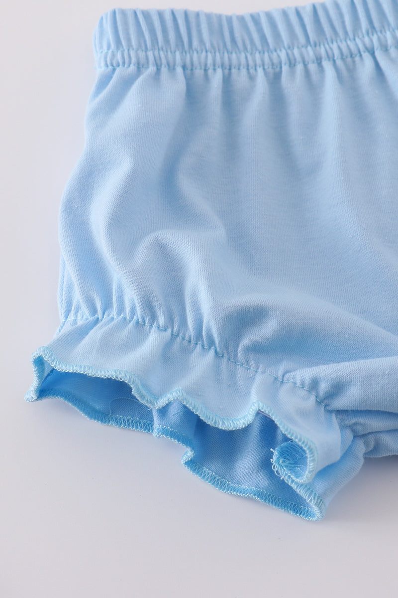 Pastel Floral Flutter Sleeve Baby Set – Dress + Blue Bloomers