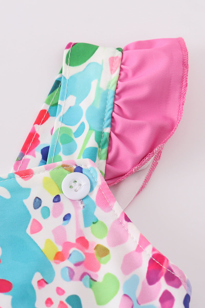 Color Splash Ruffle Baby Swimsuit – One-Piece with Pink Skirt