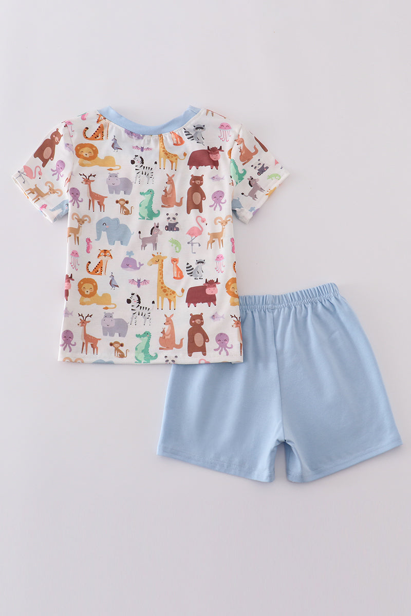 Animal Parade Short Set – Blue