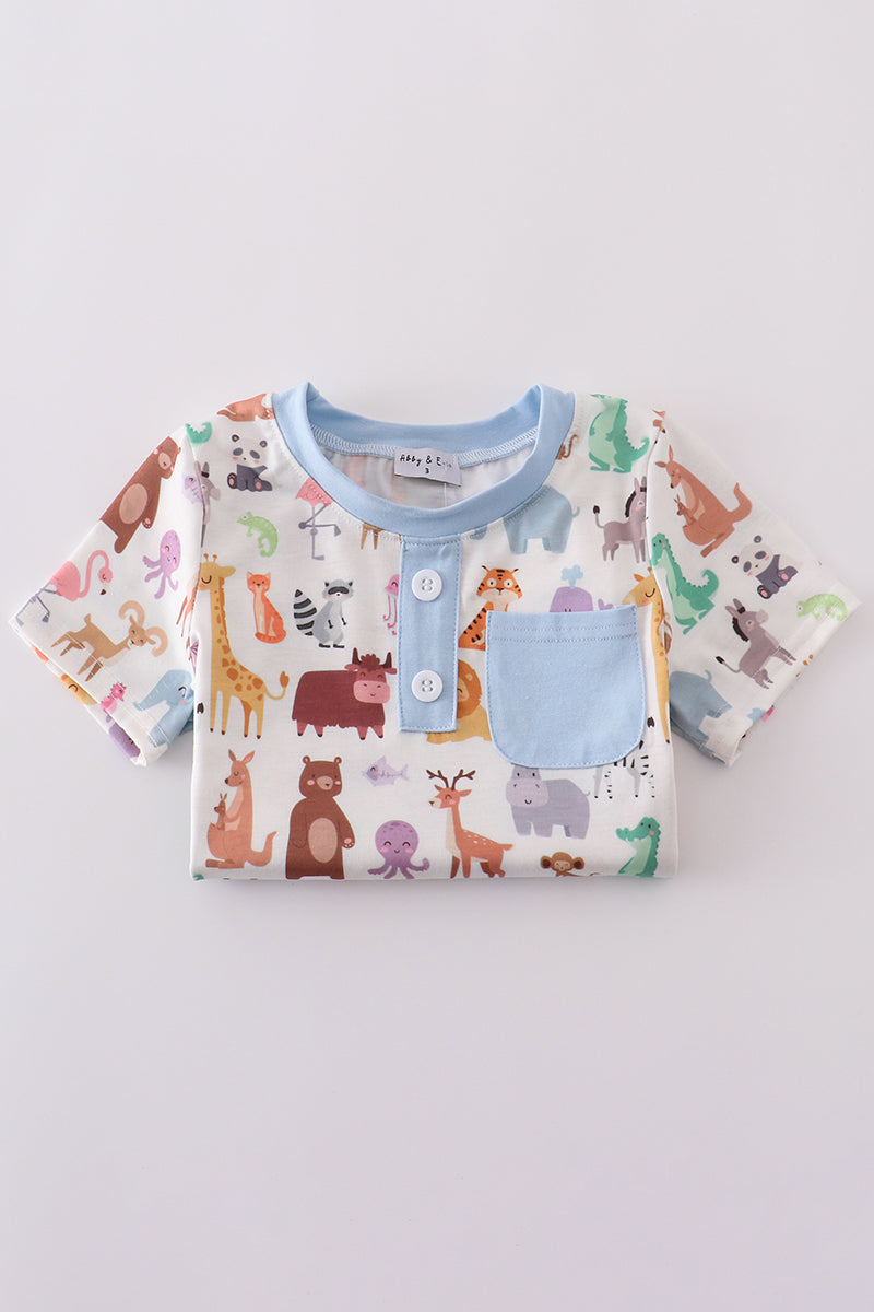Animal Parade Short Set – Blue