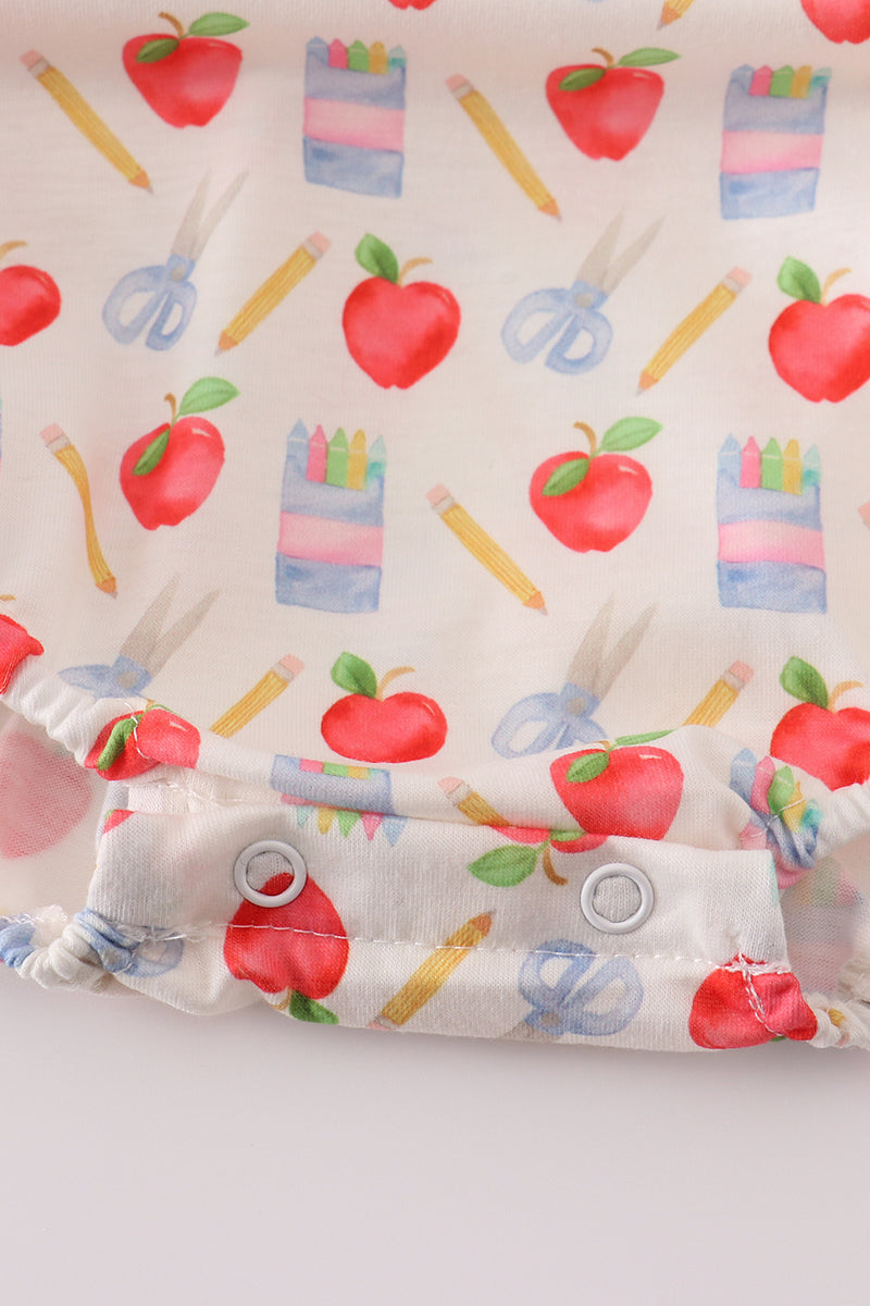 Back-to-School Peter Pan Collar Bubble Romper