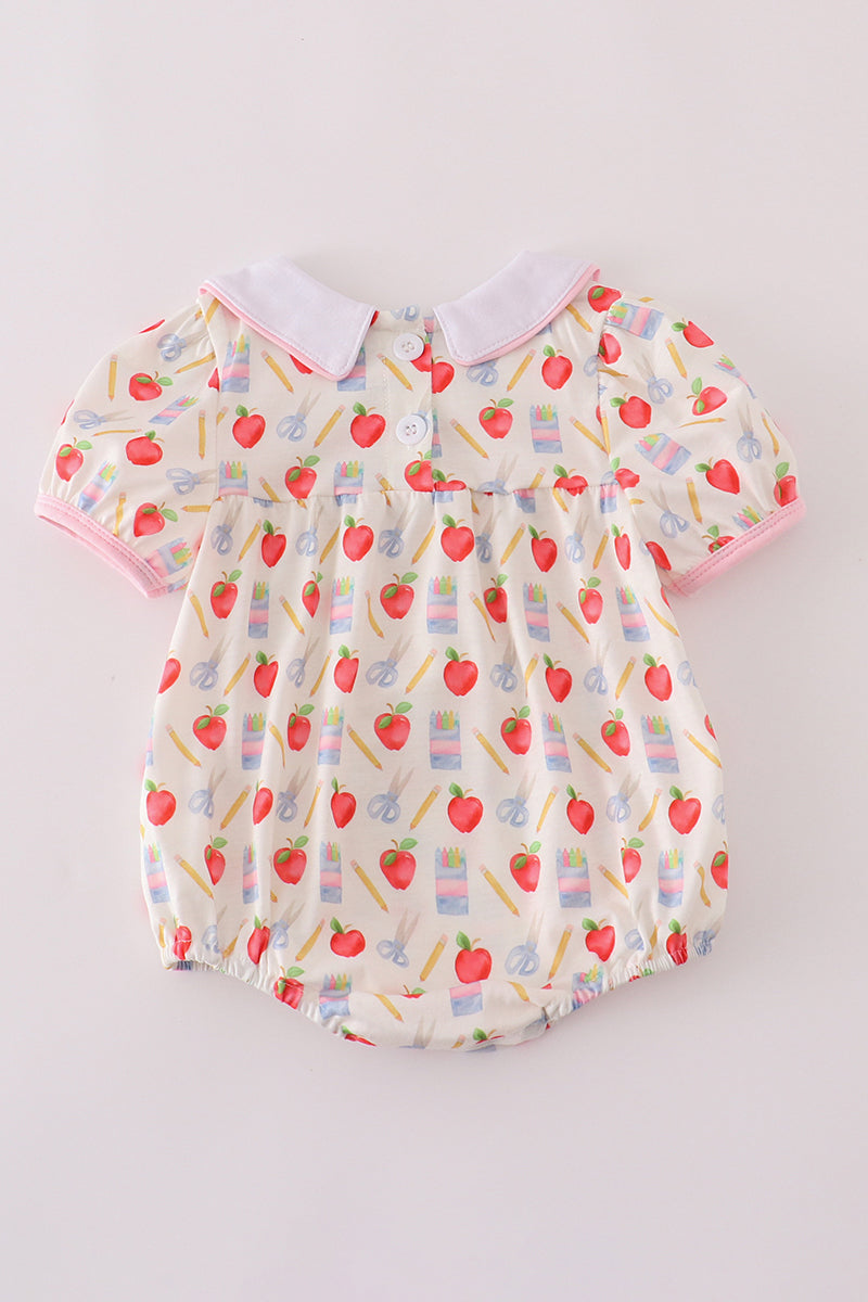 Back-to-School Peter Pan Collar Bubble Romper