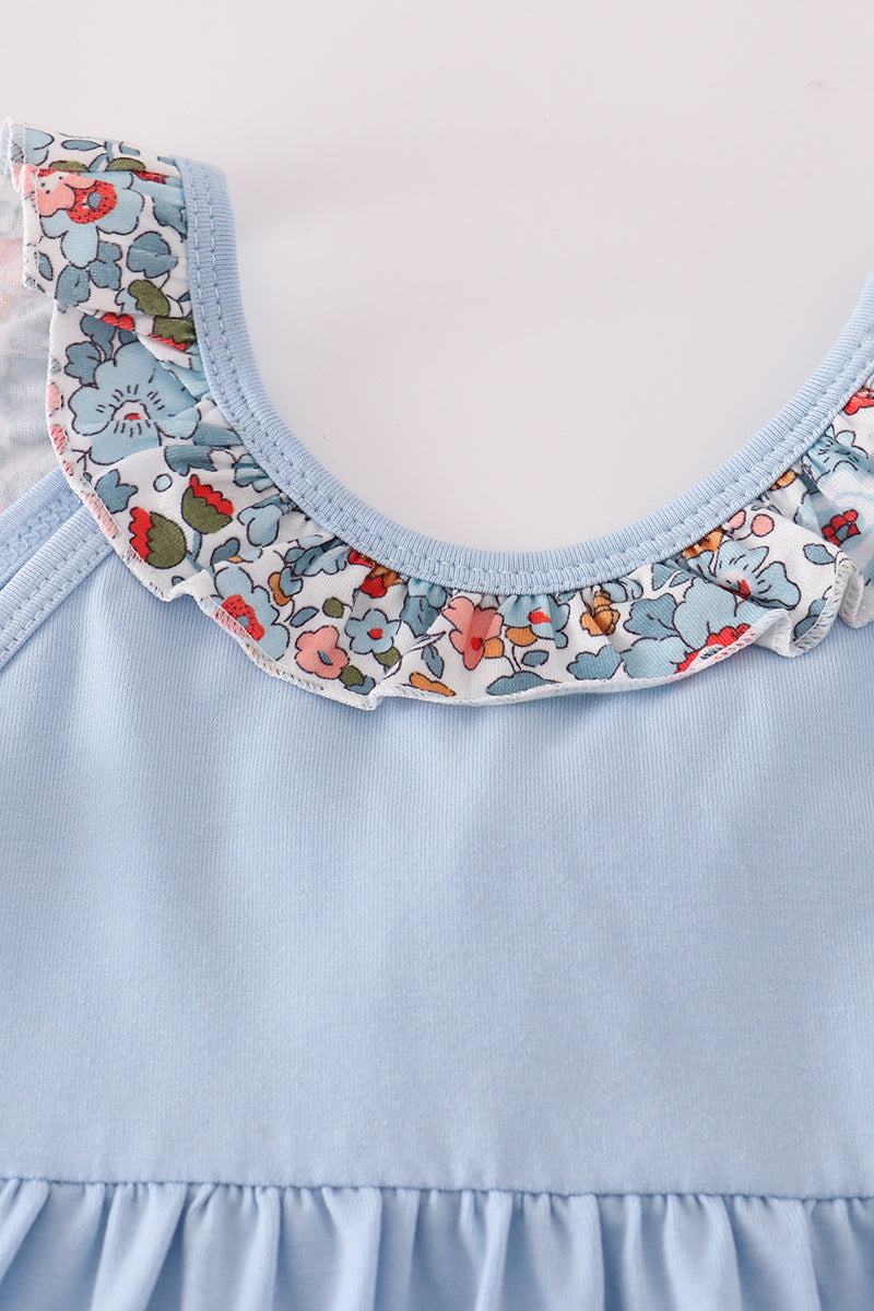 Blue Apple Appliqué School Dress