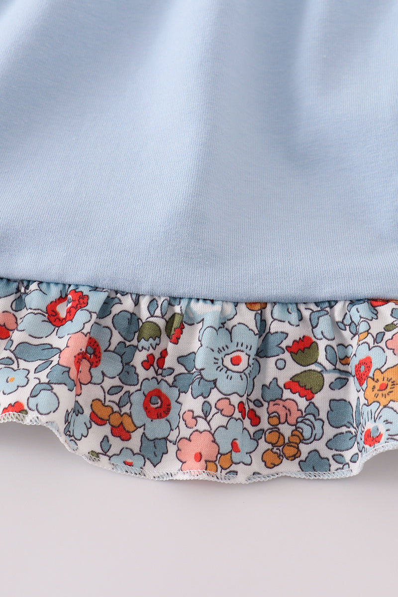 Blue Apple Appliqué School Dress