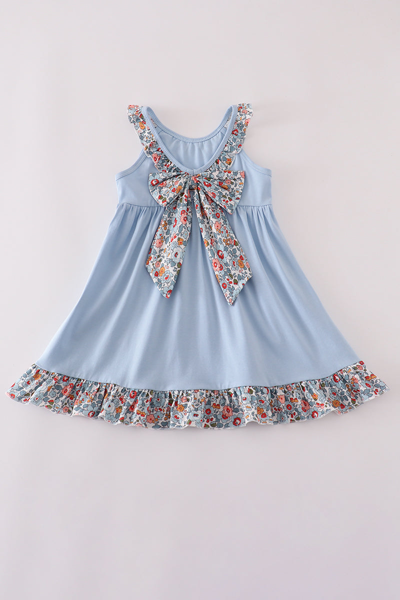 Blue Apple Appliqué School Dress