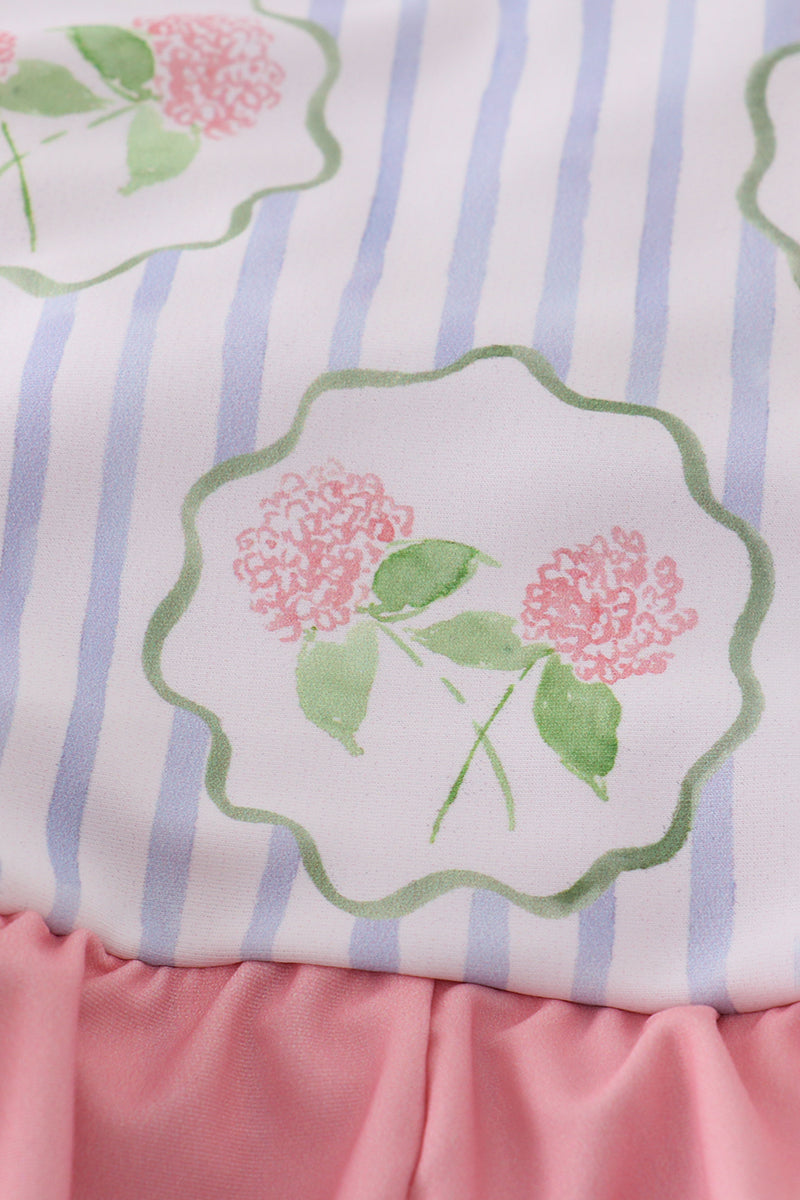 Floral Peplum Baby Girl Swimsuit – Pink & Blue