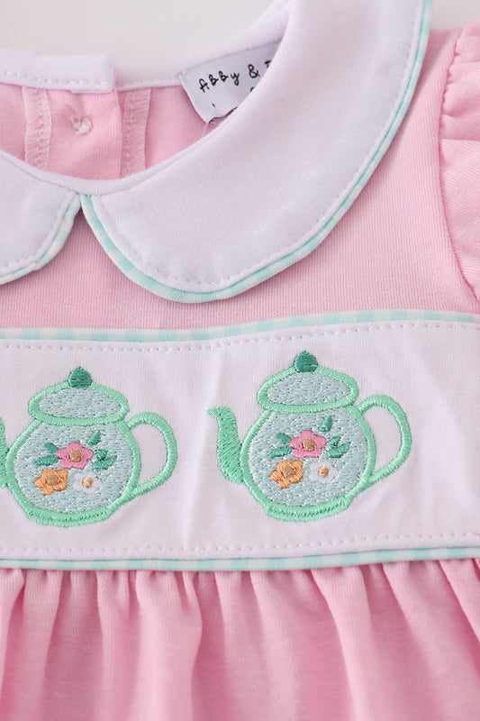 Pink Teapot Smocked Set
