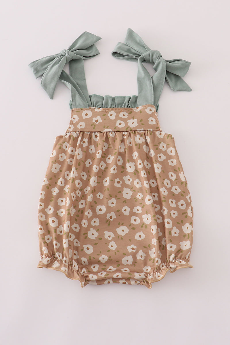 Sage Bloom Tie-Strap Bubble Romper