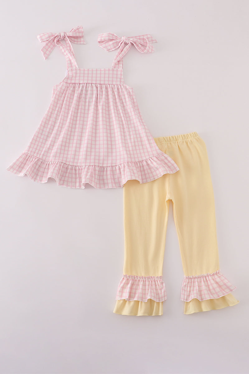 Pink Puppy Embroidered Ruffle Pants Set
