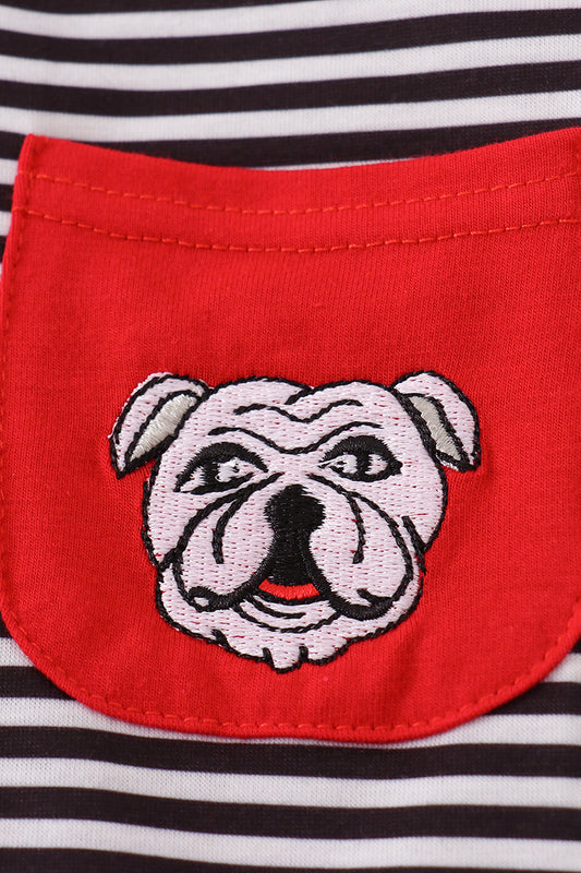 Georgia Bulldog Striped Embroidered Pocket Tee