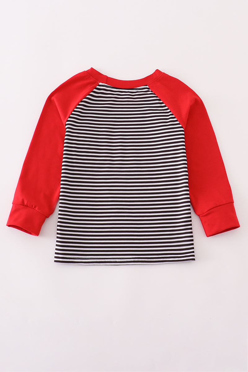 Georgia Bulldog Striped Embroidered Pocket Tee