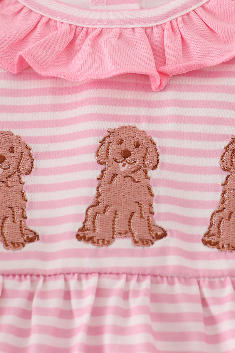 Pink Puppy Parade Bow Bubble Romper