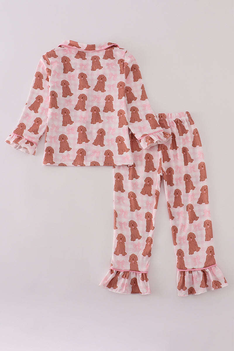 Pink Puppy Print Pajama Set