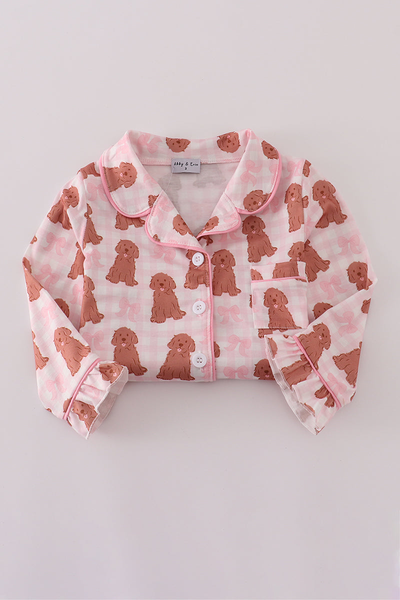 Pink Puppy Print Pajama Set