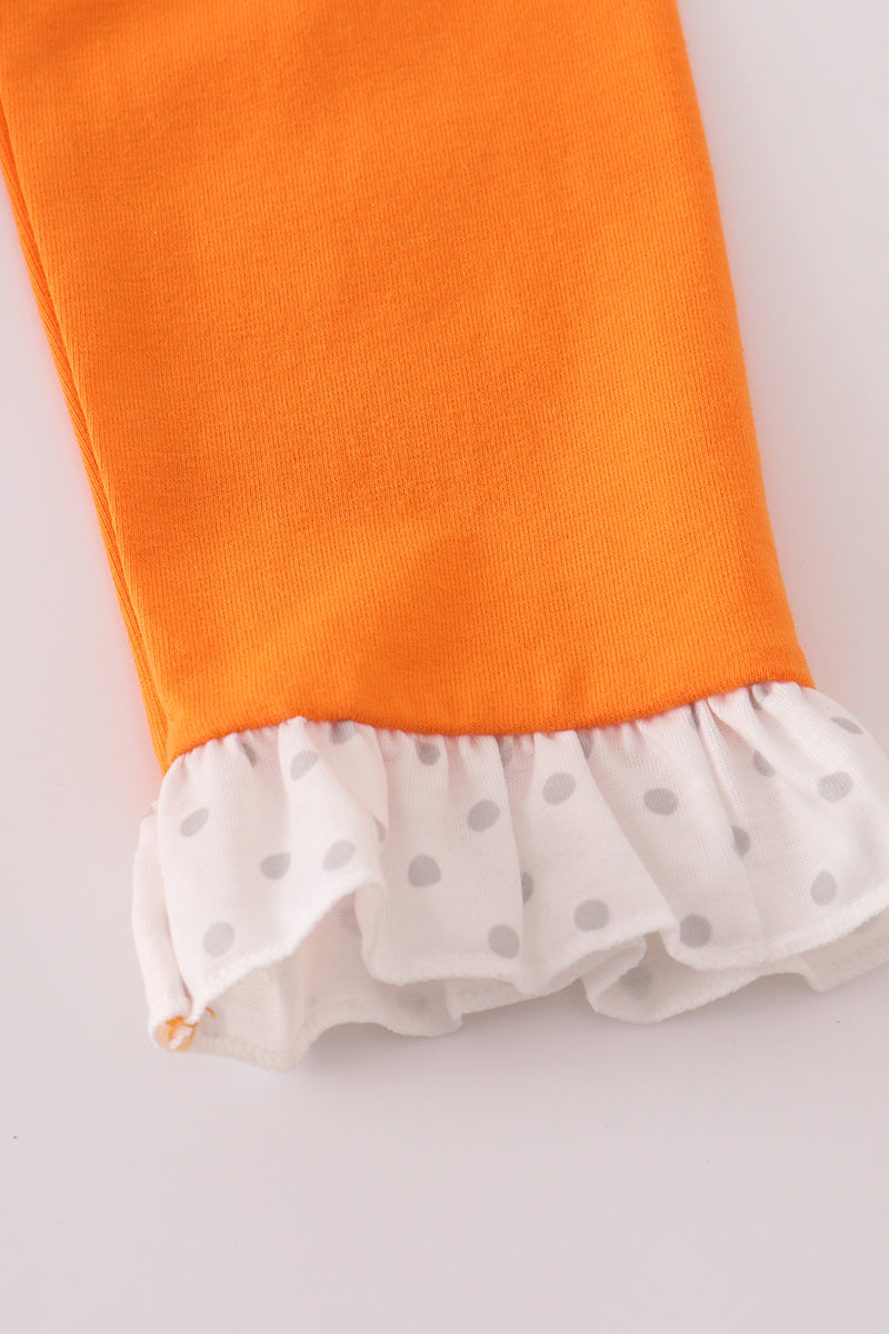 Orange Tennessee Embroidered Ruffle Pant Set