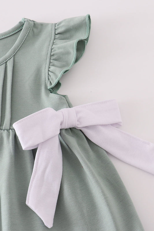 Sage Green & White Bow Set