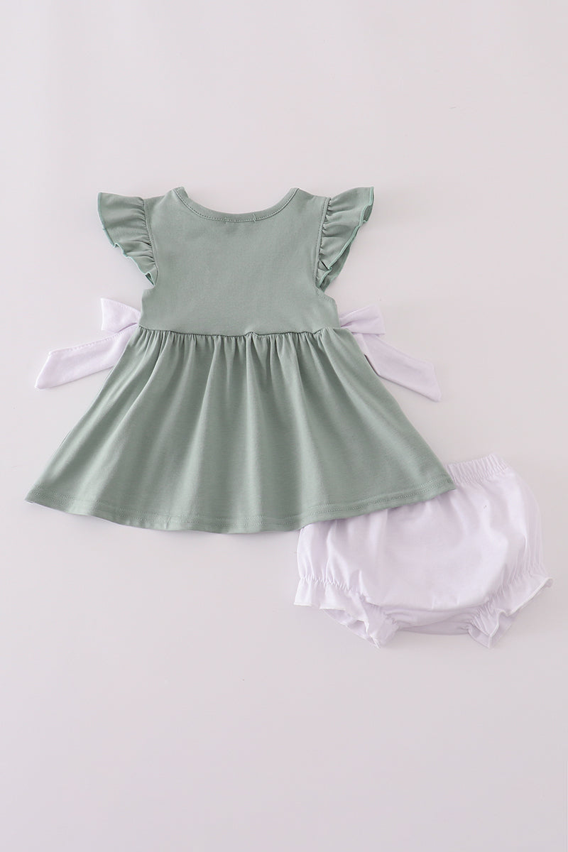Sage Green & White Bow Set