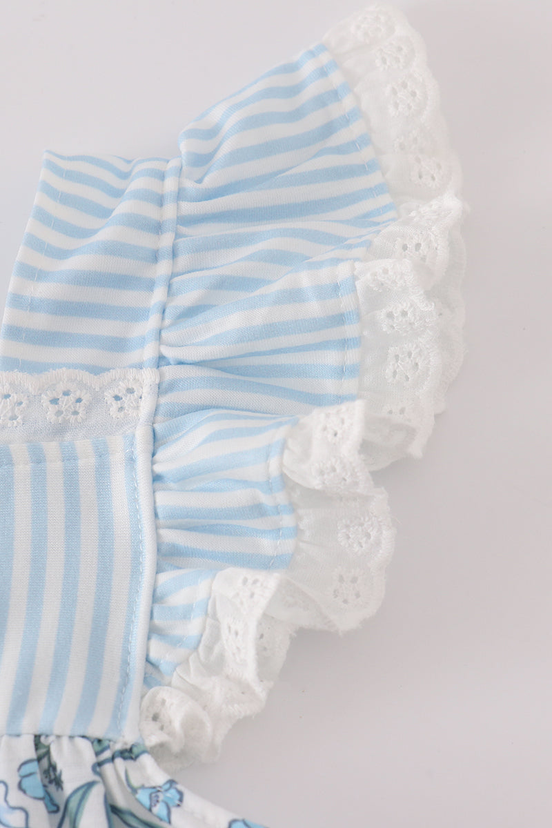 Blue Bow & Lace Print Bloomer Set