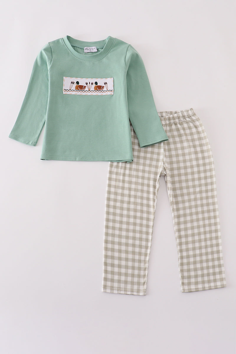 Gingham Mallard Duck Top & Pant Set