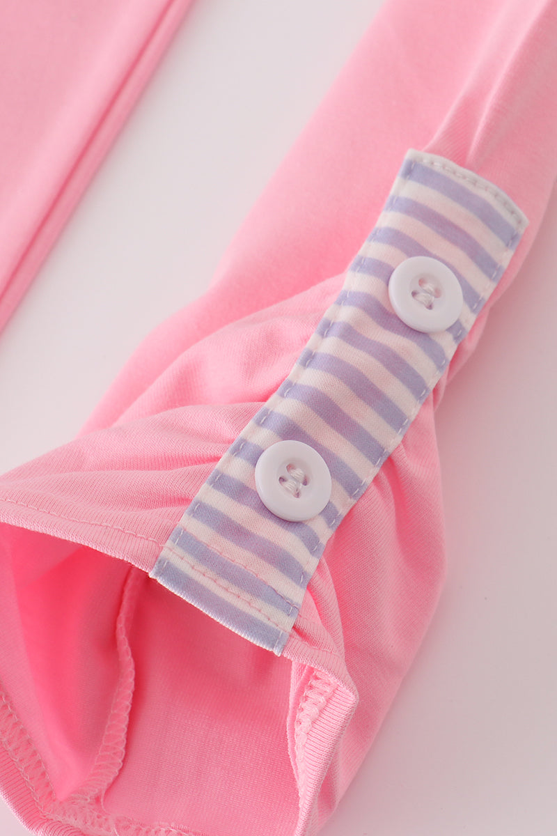 Purple Puppy French Knot Stripe Pants Set