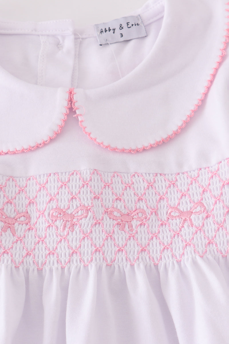Smocked Pink Bow Set