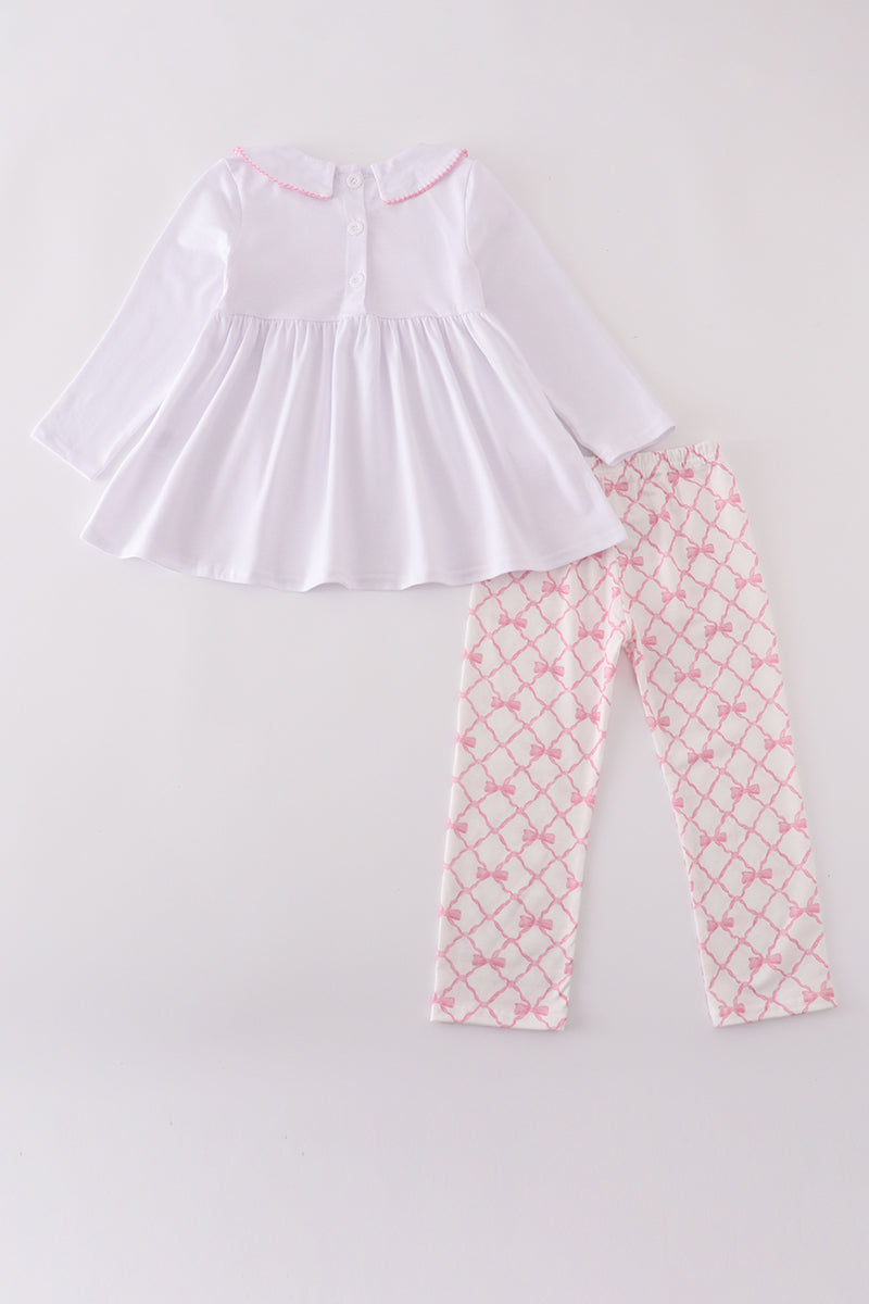 Smocked Pink Bow Set
