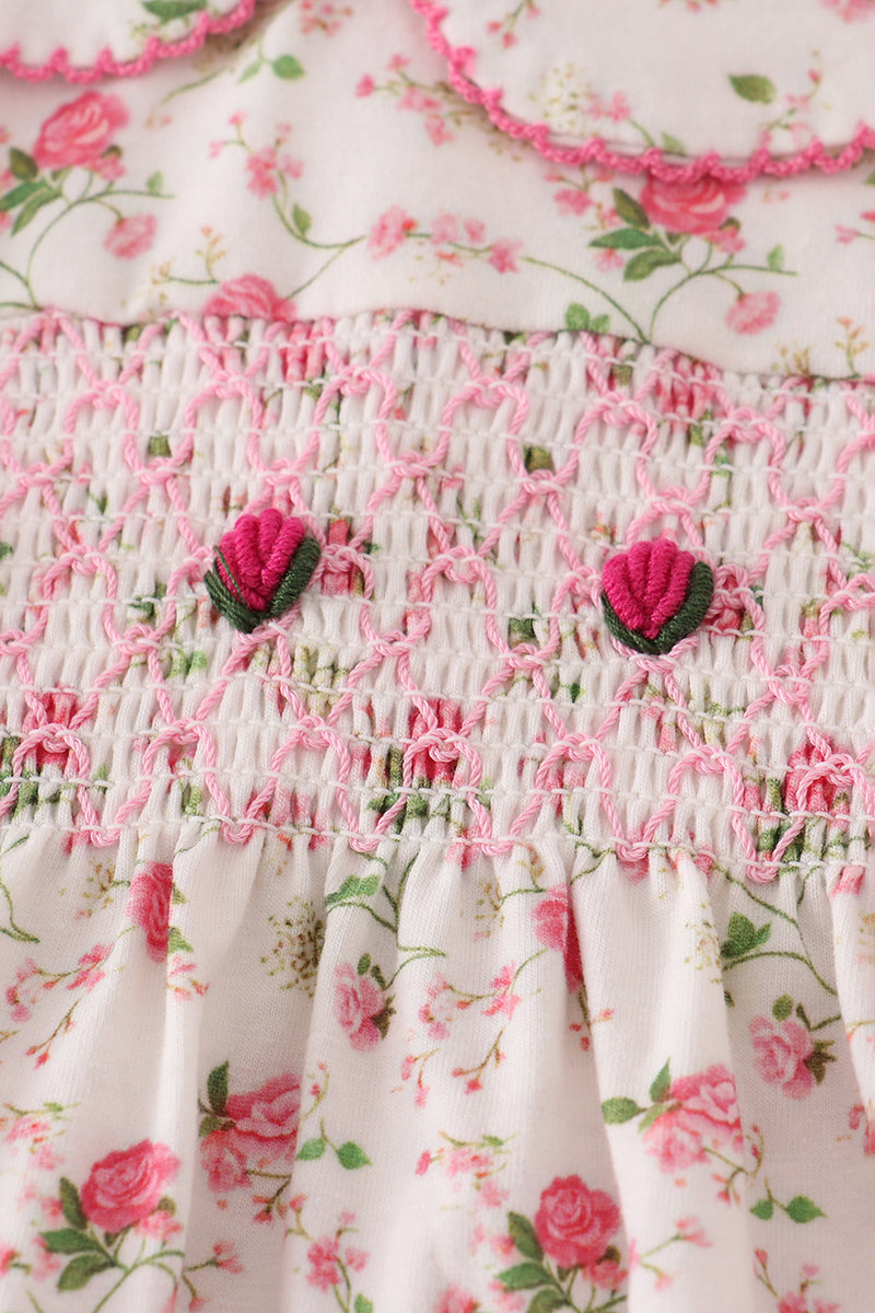 Rose Smocked Dress & Bloomer Set – Long Sleeve