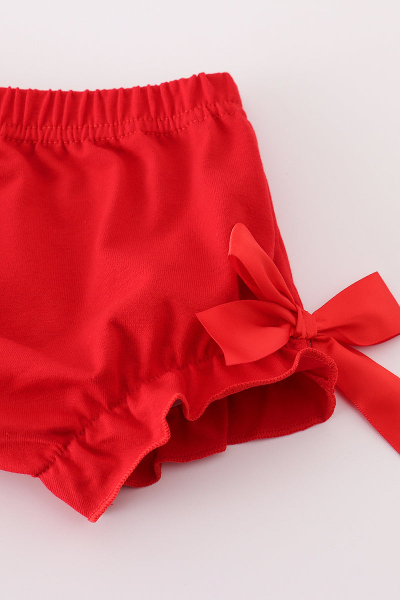 Baby Girl Red Bow Smocked Top & Bloomer Set β Long Sleeve