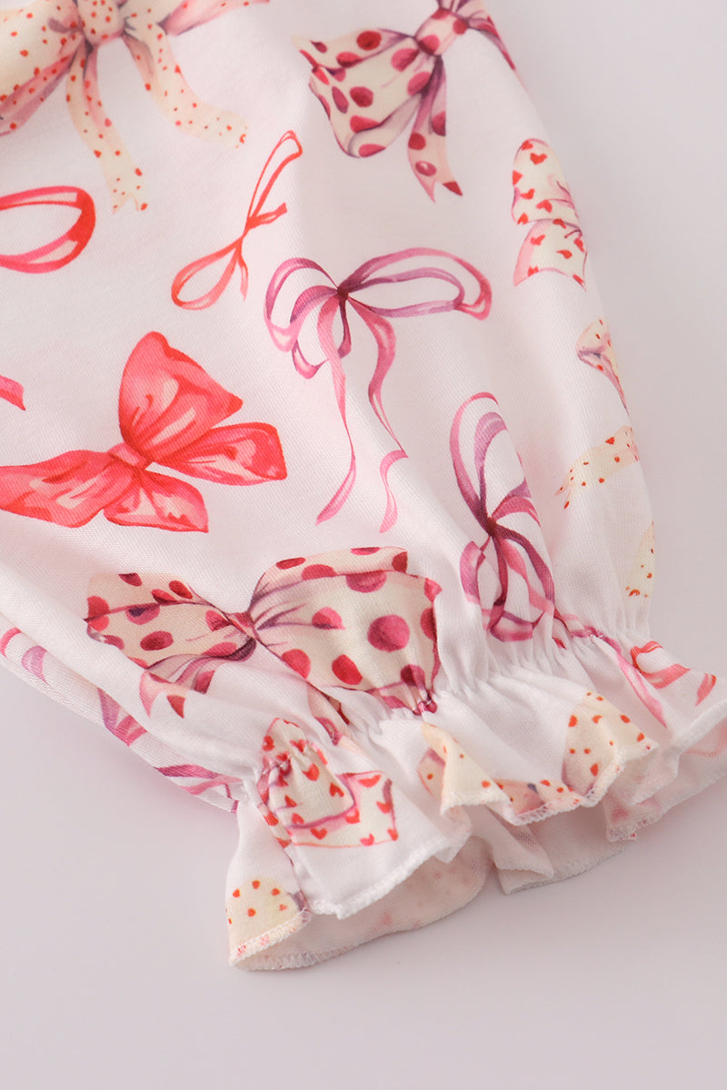 Baby Girl Red Bow Smocked Top & Bloomer Set β Long Sleeve