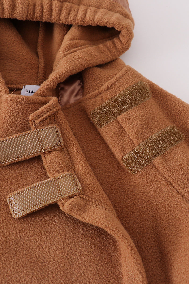 Brown Fleece Velcro Hoodie