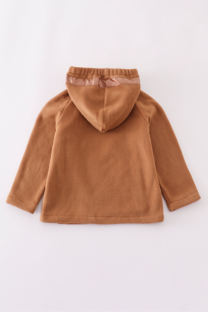 Brown Fleece Velcro Hoodie