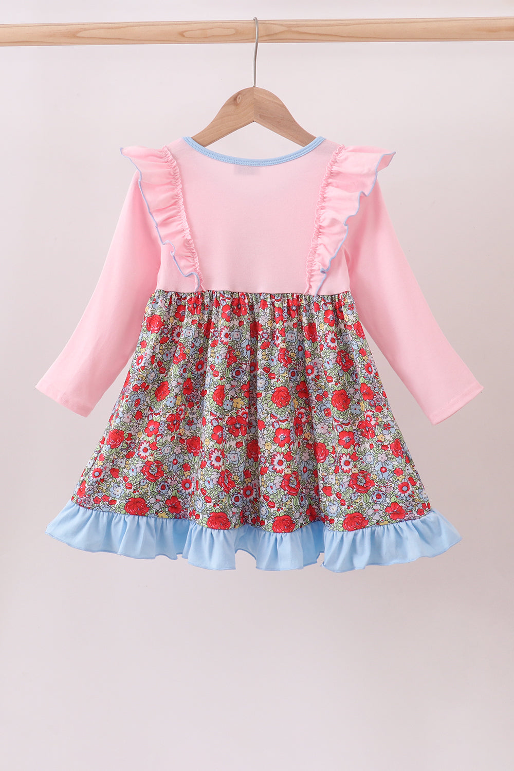 Toddler & Girls Holiday Outfit – Pink Long Sleeve Dress with Christmas Tree