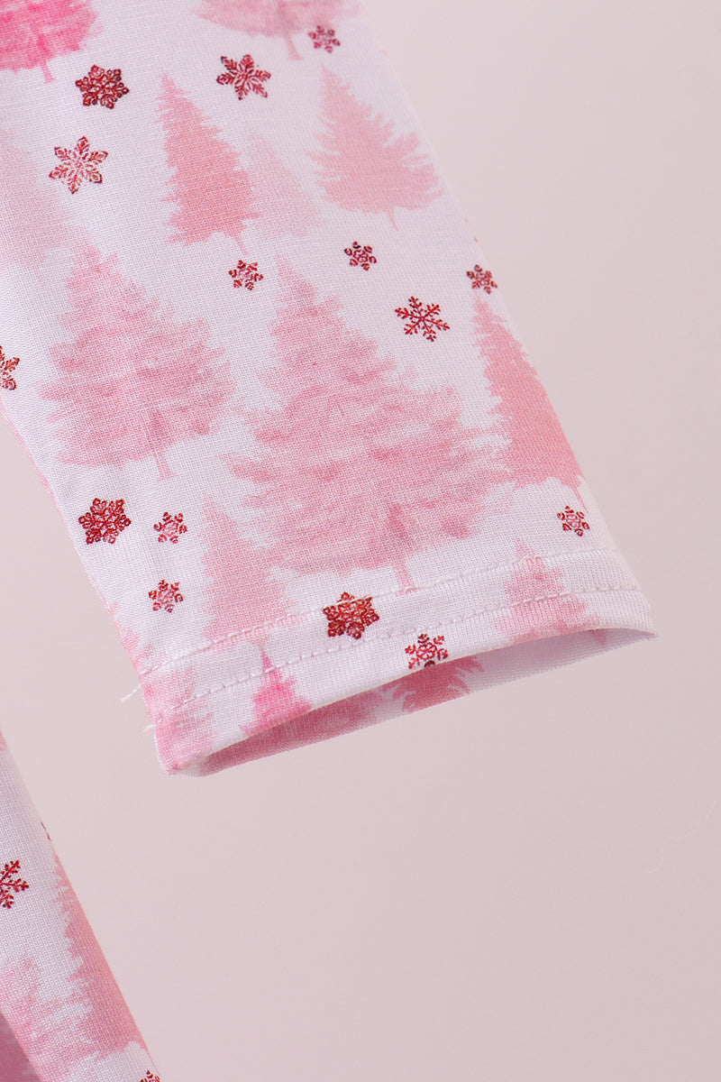 Pink Christmas Tree Twirl Dress - Bamboo Fiber