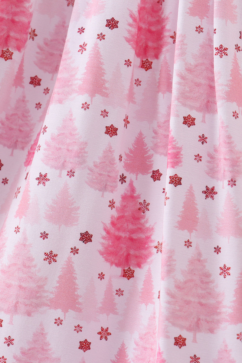 Pink Christmas Tree Twirl Dress - Bamboo Fiber