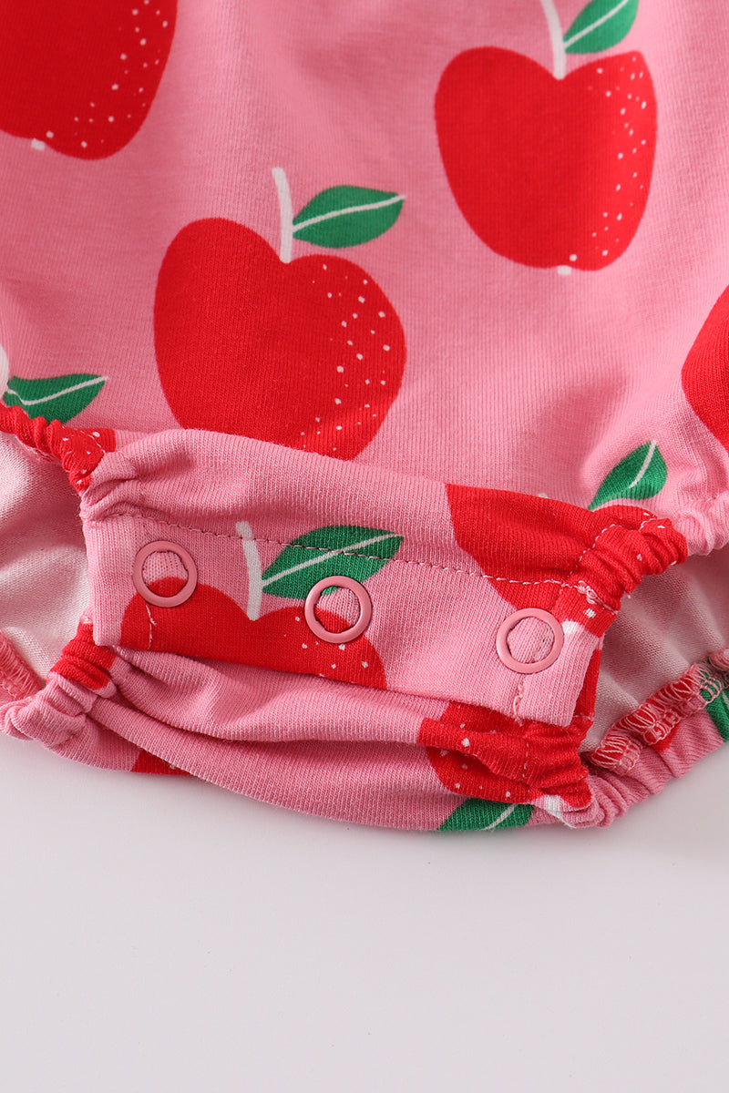 Apple of My Eye Baby Bubble Romper – Pink & Red