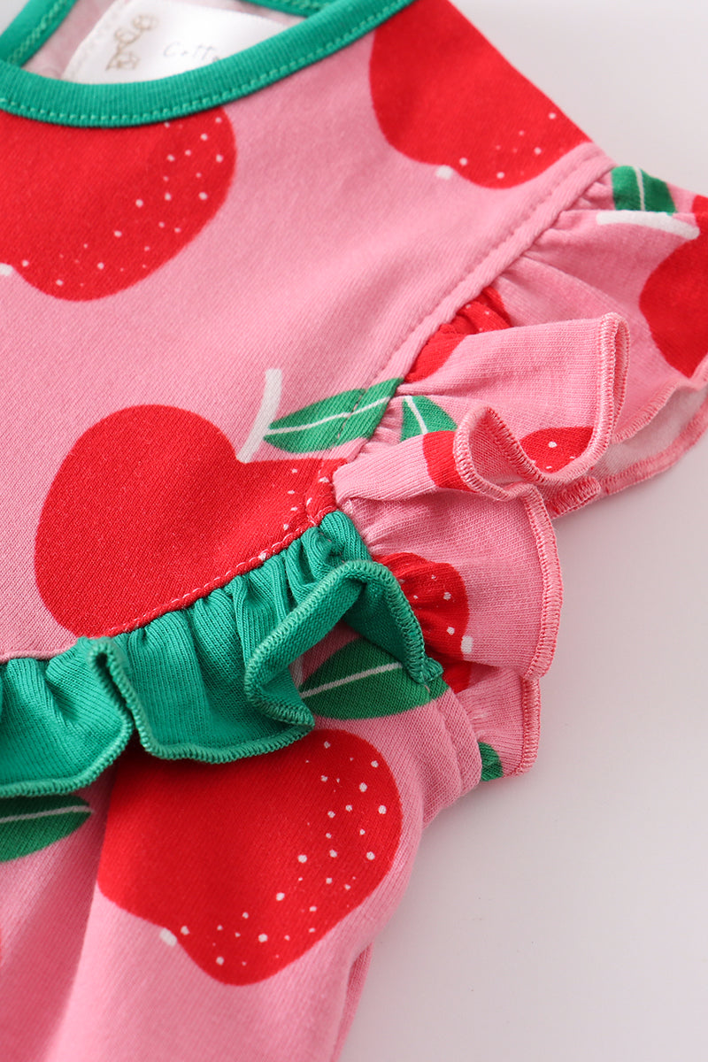 Apple of My Eye Baby Bubble Romper – Pink & Red
