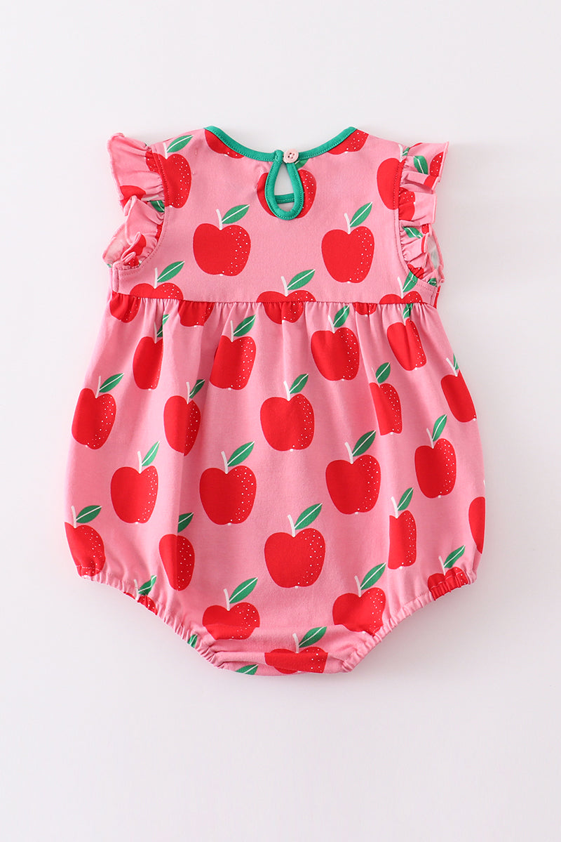 Apple of My Eye Baby Bubble Romper – Pink & Red
