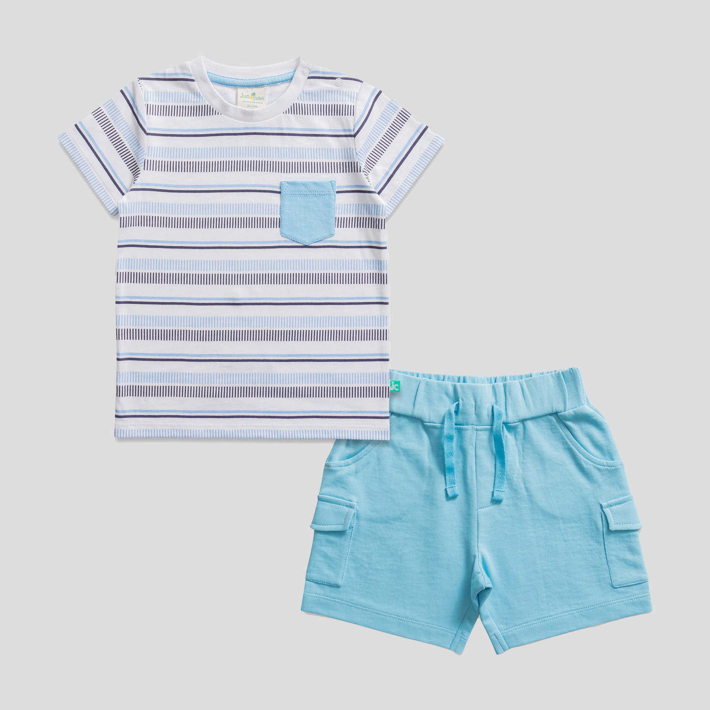 Striped Pocket T-Shirt and Shorts Set