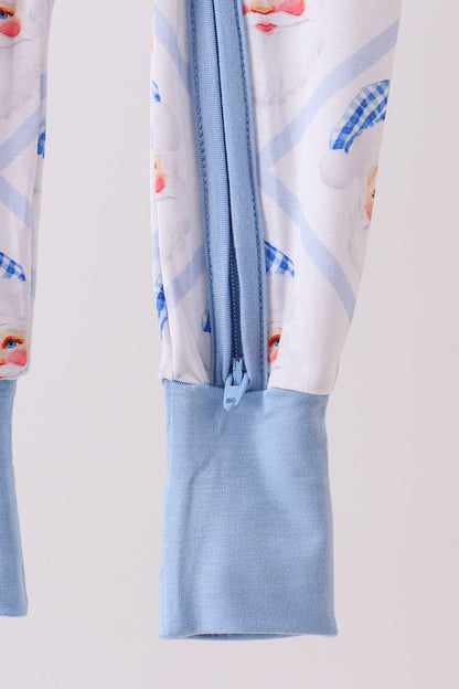 Blue Santa Baby Zip Romper