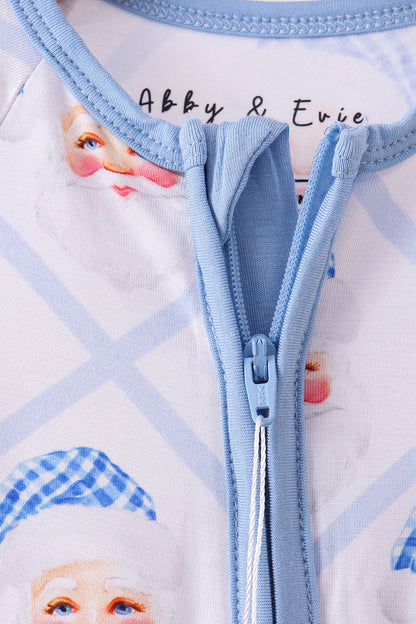 Blue Santa Baby Zip Romper