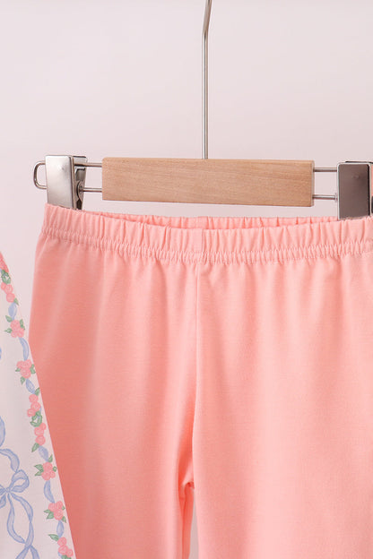 Peach Bow Tunic & Legging Set for Girls