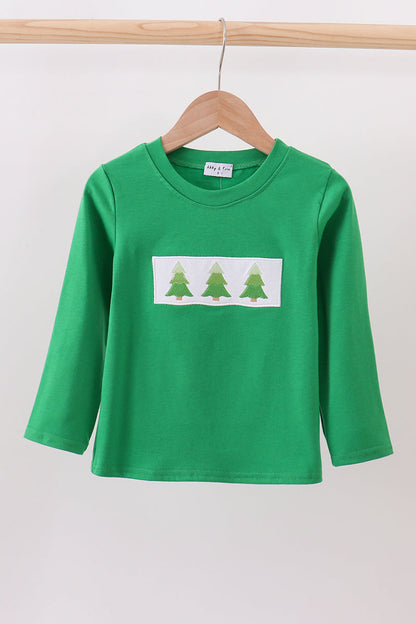 Classic Green Christmas Tree Appliqué Shirt