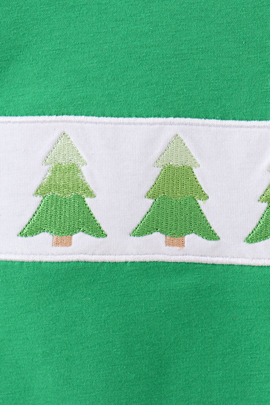 Classic Green Christmas Tree Appliqué Shirt