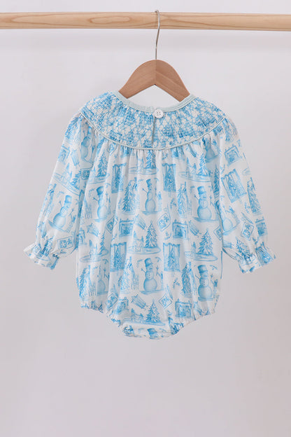 Snowman Smocked Bubble - Holiday Baby