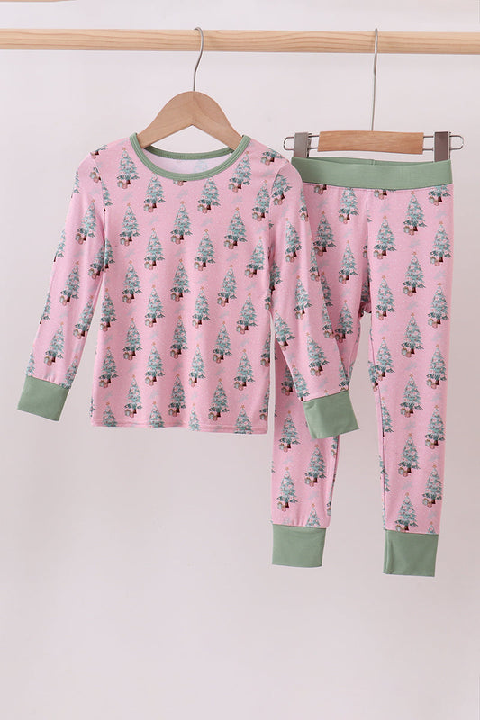 Pink Christmas Tree Bamboo PJ Set
