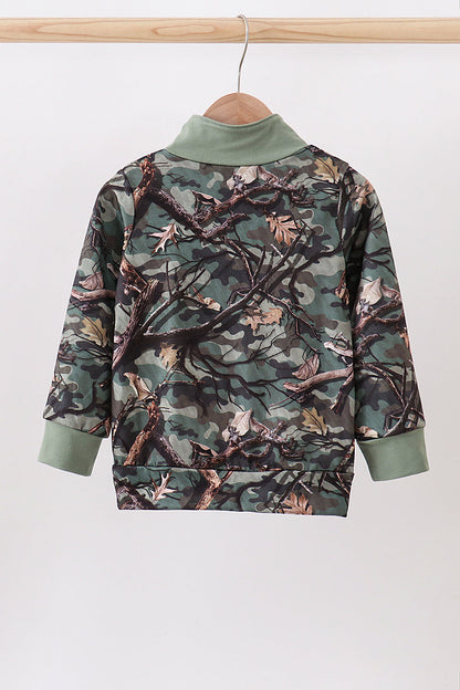 Camouflage Dog Hunting Appliqué Pullover