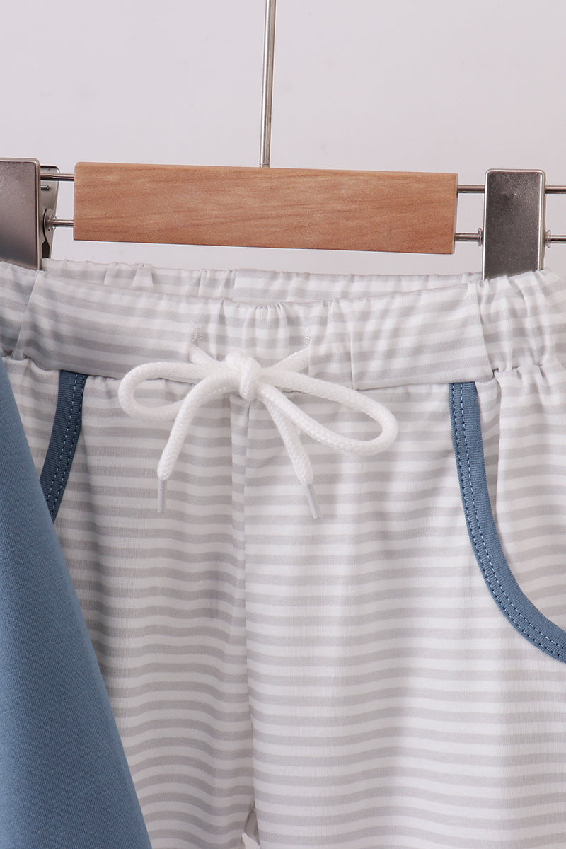 Blue Puppy Embroidered Set