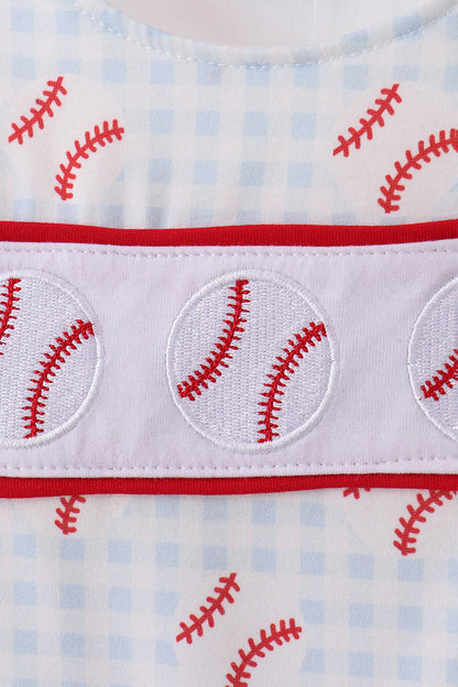 Baseball Appliqué Gingham Jon Jon