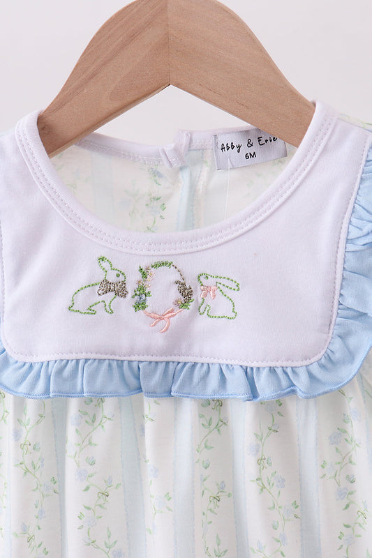 Floral Bunny Embroidery Ruffle Bubble