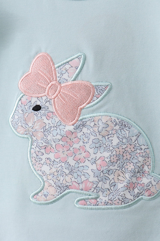 Floral Bunny Appliqué Ruffle Skort Set